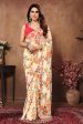 Partywear Designer Cream Georgette Fancy Saree - Satrangi on Sale