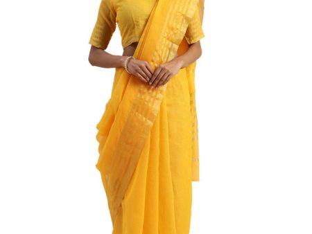 Kalini Yellow & Golden Pure Cotton Saree Online Hot Sale