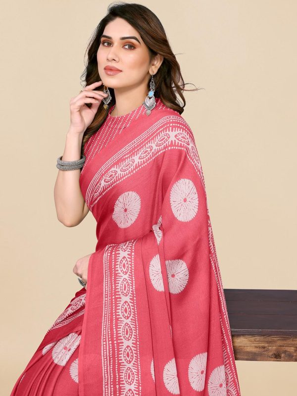 Kalini Batik Chiffon Block Print Saree on Sale