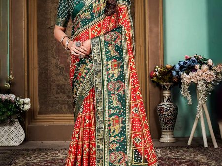 Kalini Bandhani Zari Silk Cotton Paithani Saree For Cheap