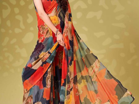 Tikhi Imli Abstract Printed Ready To Wear Saree Cheap