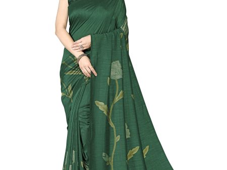 Kalini Green & Lime Green Floral Vichitra Silk Saree Online Sale