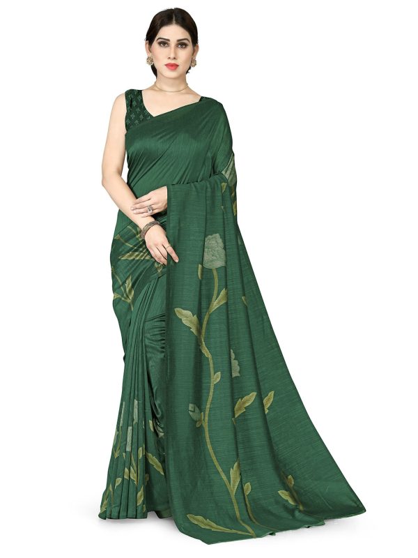 Kalini Green & Lime Green Floral Vichitra Silk Saree Online Sale