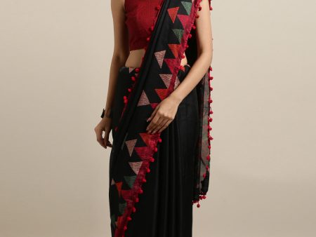 Tikhi Imli Black & Red Polycotton Printed Saree Online now