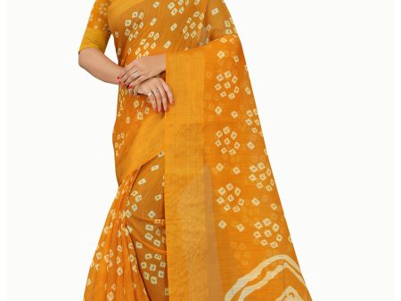 Kalini Bandhani Zari Art Silk Half and Half Mysore Silk Saree on Sale