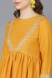 Women s Mustard Poly Silk Flared Suit Set - Rasiya For Cheap